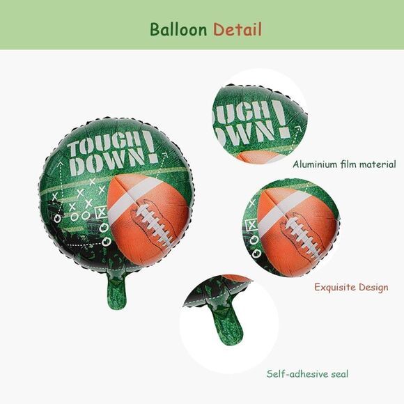 Football Party Decorations Football Shaped Foil Balloons, Touchdown Balloons - Picture 5 of 6